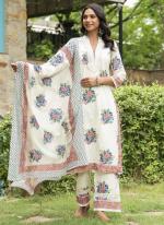 Cotton White Casual Wear Digital Printed Readymade Plazzo Suit